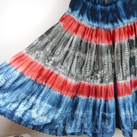 LOLA B PETITE Dresses & Skirts - NWOT Layered Full Dip Dyed Gypsy Boho Skirt Lrg P